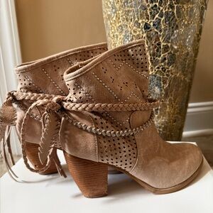 Not Rated Tan Braided Ankle Booties